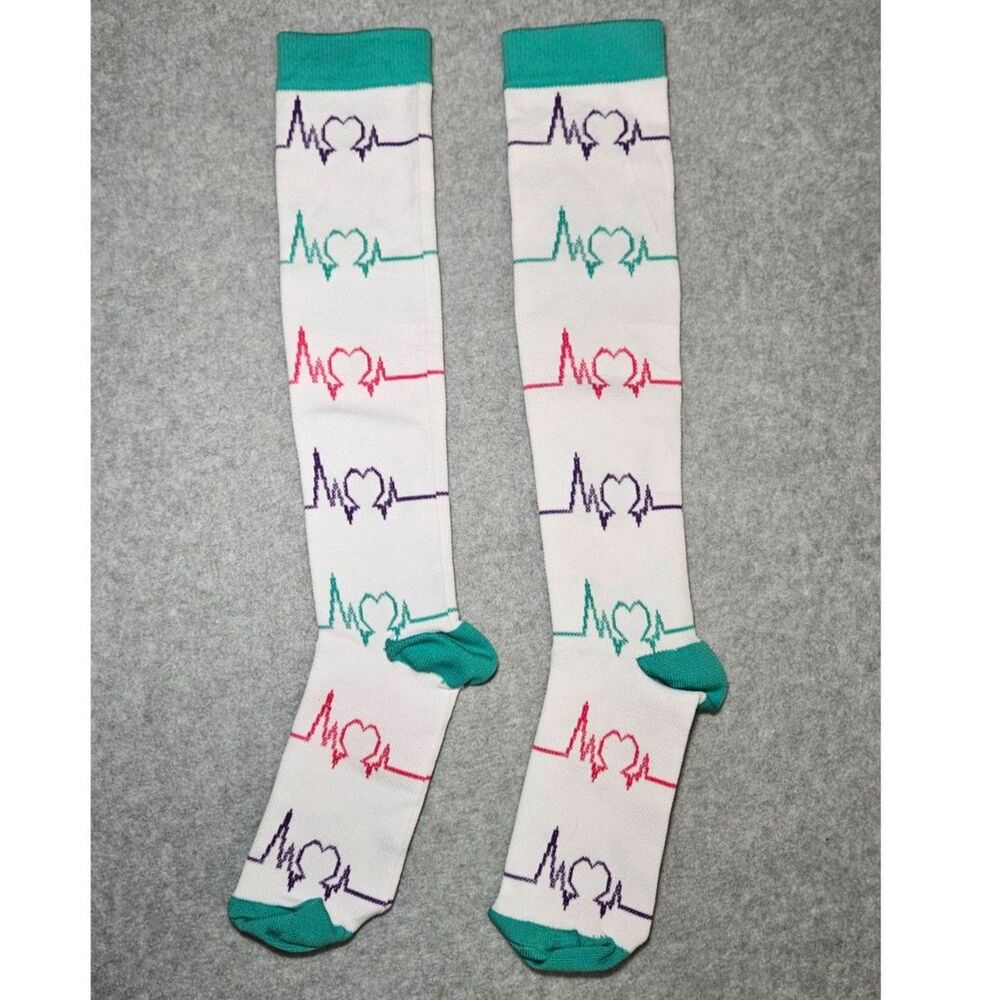 New Unworn EKG Heartbeat Compression Socks